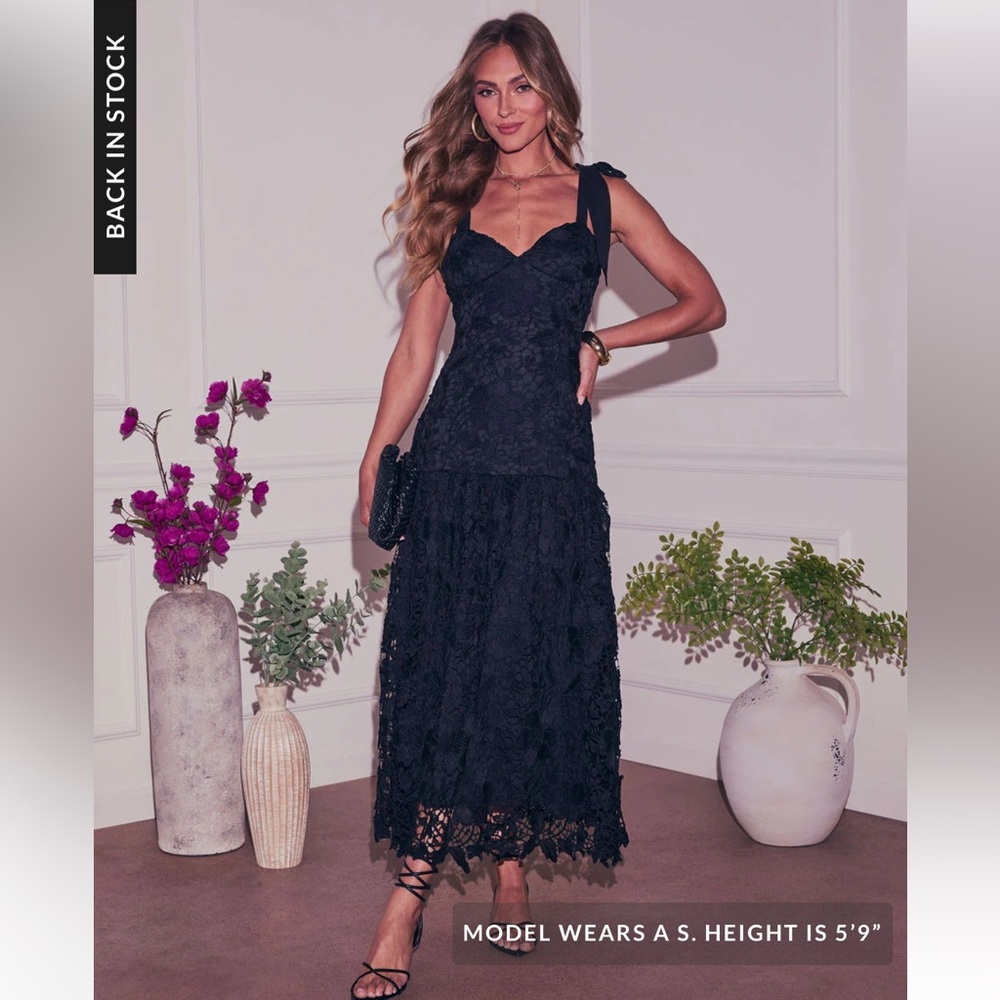 Vici Black Lace Maxi Dress